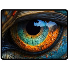 Eye Bird Feathers Vibrant Two Sides Fleece Blanket (large) by Hannah976