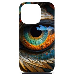 Eye Bird Feathers Vibrant Iphone 14 Pro Black Uv Print Case by Hannah976