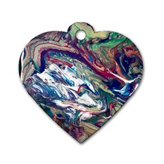 Abstract Strata Iv Dog Tag Heart (two Sides) by kaleidomarblingart