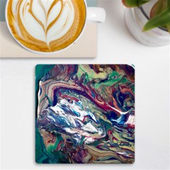 Abstract Strata Iv Uv Print Square Tile Coaster  by kaleidomarblingart