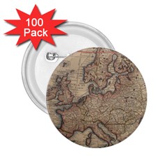 Old Vintage Classic Map Of Europe 2 25  Buttons (100 Pack)  by Paksenen