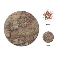 Old Vintage Classic Map Of Europe Playing Cards Single Design (round)