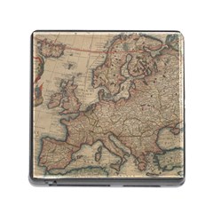 Old Vintage Classic Map Of Europe Memory Card Reader (square 5 Slot) by Paksenen