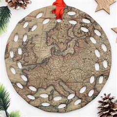 Old Vintage Classic Map Of Europe Round Filigree Ornament (two Sides)