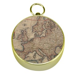 Old Vintage Classic Map Of Europe Gold Compasses by Paksenen