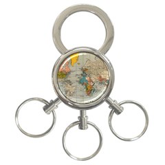 Vintage World Map 3-ring Key Chain by Loisa77