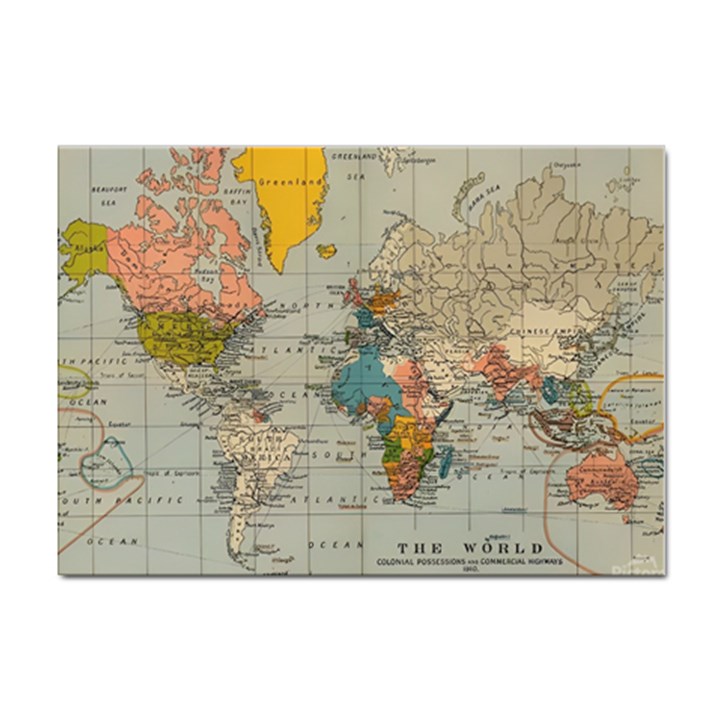 Vintage World Map Sticker A4 (10 pack)