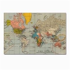 Vintage World Map Postcard 4 x 6  (pkg Of 10) by Loisa77