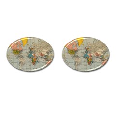 Vintage World Map Cufflinks (oval) by Loisa77