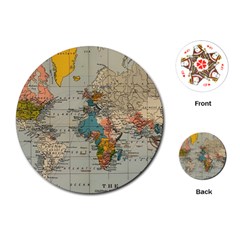 Vintage World Map Playing Cards Single Design (round)