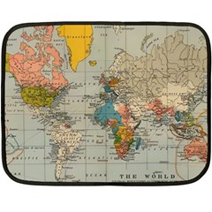 Vintage World Map Two Sides Fleece Blanket (mini) by Loisa77