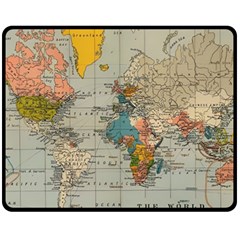 Vintage World Map Fleece Blanket (medium) by Loisa77