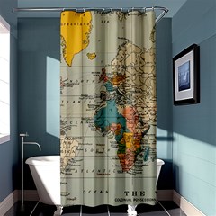 Vintage World Map Shower Curtain 36  X 72  (stall)  by Loisa77