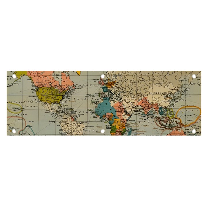 Vintage World Map Banner and Sign 6  x 2 