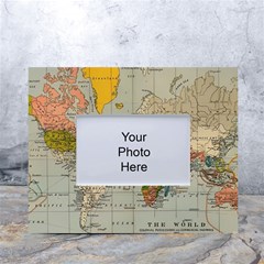 Vintage World Map White Tabletop Photo Frame 4 x6  by Loisa77