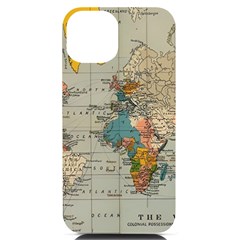 Vintage World Map Iphone 14 Black Uv Print Case by Loisa77