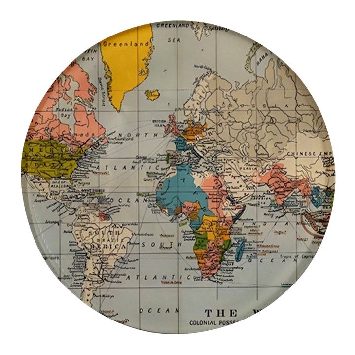 Vintage World Map Round Glass Fridge Magnet (4 pack)