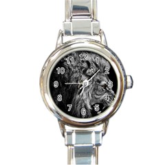 Angry Male Lion Wild Animal Round Italian Charm Watch by Loisa77