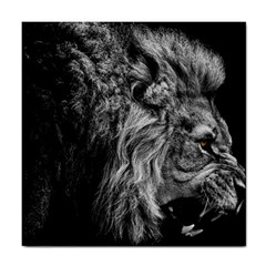 Angry Male Lion Wild Animal Tile Coaster by Loisa77