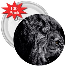 Angry Male Lion Wild Animal 3  Buttons (100 Pack) 