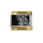 Angry Male Lion Wild Animal Gold Trim Italian Charm (9mm) Front