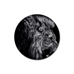 Angry Male Lion Wild Animal Rubber Coaster (round) by Loisa77