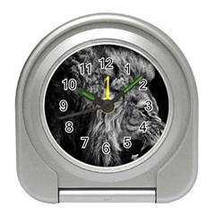 Angry Male Lion Wild Animal Travel Alarm Clock by Loisa77