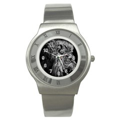 Angry Male Lion Wild Animal Stainless Steel Watch by Loisa77