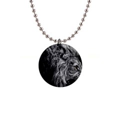 Angry Male Lion Wild Animal 1  Button Necklace