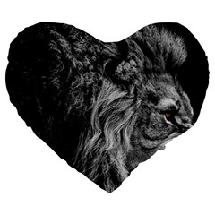 Angry Male Lion Wild Animal Large 19  Premium Heart Shape Cushions by Loisa77