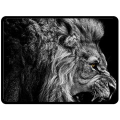 Angry Male Lion Wild Animal Two Sides Fleece Blanket (large) by Loisa77