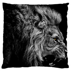 Angry Male Lion Wild Animal Large Premium Plush Fleece Cushion Case (two Sides) by Loisa77