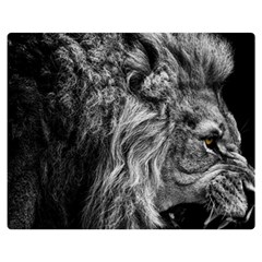 Angry Male Lion Wild Animal Two Sides Premium Plush Fleece Blanket (teen Size) by Loisa77