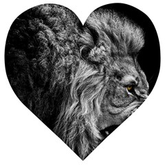 Angry Male Lion Wild Animal Wooden Puzzle Heart by Loisa77