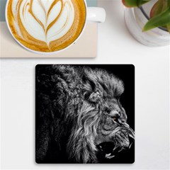 Angry Male Lion Wild Animal Uv Print Square Tile Coaster  by Loisa77