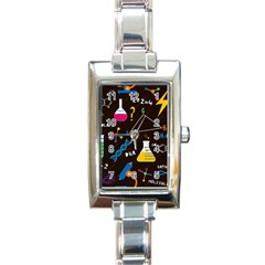 Science Lesson Flat Vector Seamless Pattern Rectangle Italian Charm Watch by Loisa77