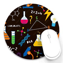 Science Lesson Flat Vector Seamless Pattern Round Mousepad by Loisa77