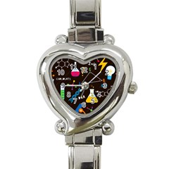 Science Lesson Flat Vector Seamless Pattern Heart Italian Charm Watch by Loisa77