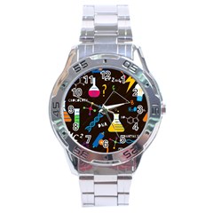 Science Lesson Flat Vector Seamless Pattern Stainless Steel Analogue Watch by Loisa77