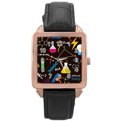 Science Lesson Flat Vector Seamless Pattern Rose Gold Leather Watch  by Loisa77