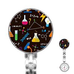 Science Lesson Flat Vector Seamless Pattern Stainless Steel Nurses Watch by Loisa77