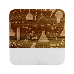 Science Lesson Flat Vector Seamless Pattern Marble Wood Coaster (square) by Loisa77