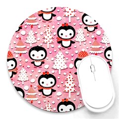 Cute Penguin Pattern Round Mousepad