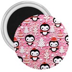 Cute Penguin Pattern 3  Magnets Front