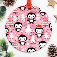 Cute Penguin Pattern Ornament (Round)