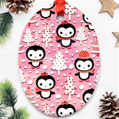 Cute Penguin Pattern Ornament (oval)