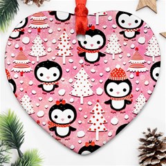 Cute Penguin Pattern Ornament (heart)