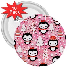 Cute Penguin Pattern 3  Buttons (10 pack) 