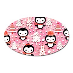 Cute Penguin Pattern Oval Magnet