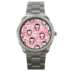 Cute Penguin Pattern Sport Metal Watch